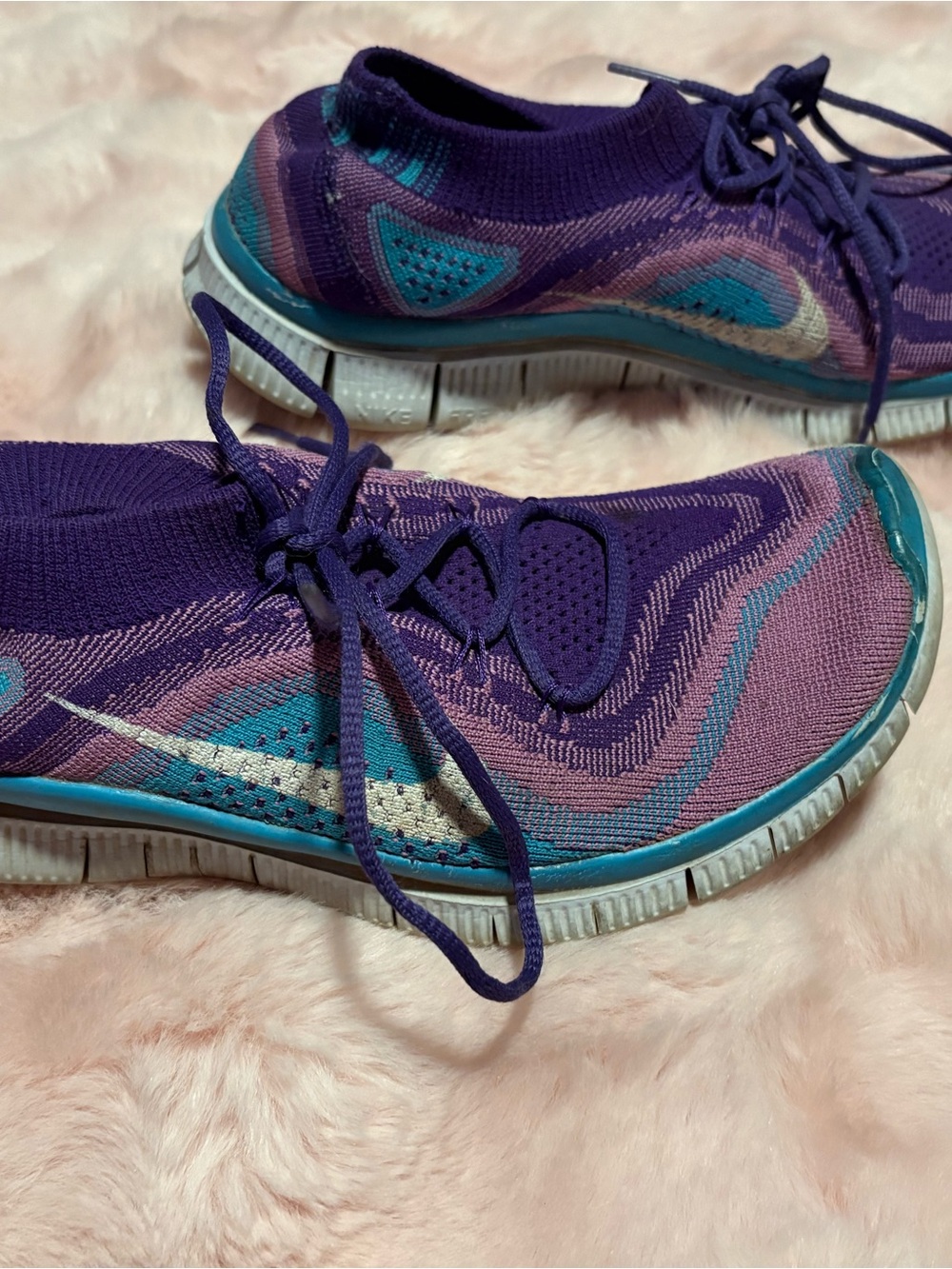 Nike Women's Purple and Teal Knit Running Shoes